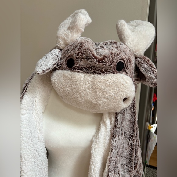 Cozy Critter Moose Hooded Wrap Blanket Super Soft and Warm One Size - Picture 7 of 7